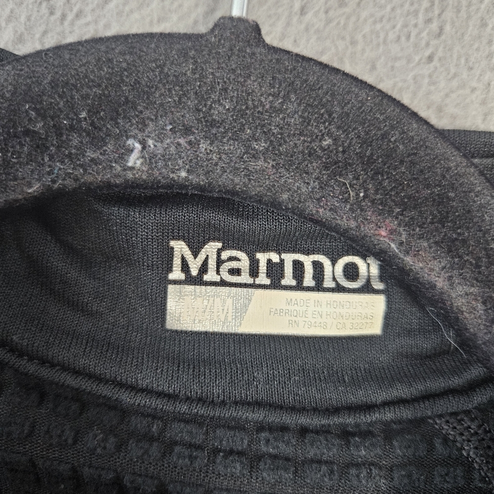 Marmot Womens Medium 1/4 Zip Sweatshirt Polartec Fleece Lined Black Chest Pocket - Picture 4 of 13